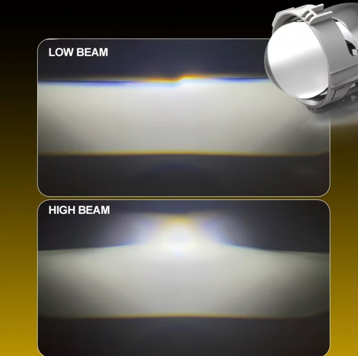 Set de Lupe Bi-LED 2.5″ Faza scurta/Faza lunga, H4, H7, HB3, HB4, 9005, seria P10, 80W, 5500K, 7000lm, 12V [8]