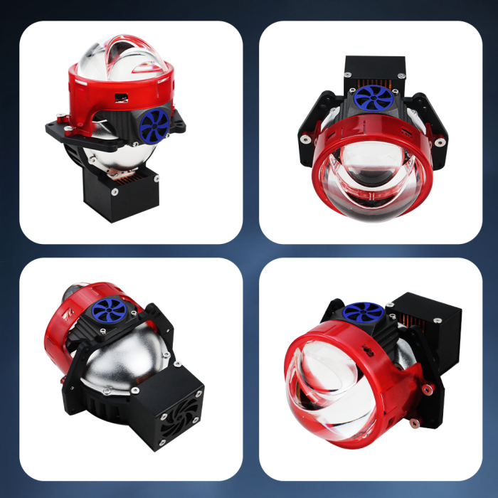 Kit Lupe Bi-Led 3″ Faza scurta/Faza lunga, cu LASER, P91 Seria, 156W, 6500K, 8000lm, 12V [9]