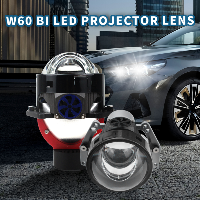 Kit 2x Lupe Bi-Led 3″ Faza scurta/Faza lunga, cu LASER, W60 P Seria, 130W, 6500K, 8000lm, 12V [2]