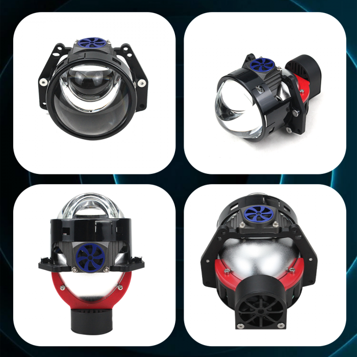 Kit 2 Lupe Bi-Led 3″ Faza scurta/Faza lunga, cu LASER, W60 P Seria, 130W, 6500K, 8000lm, 12V [8]