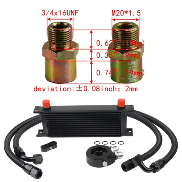 Kit complet radiator ulei universal din aluminiu, 16 randuri, 330 x 50 x 115 mm, AN10 37°, cu furtunuri si adaptor pentru filtru de ulei, negru [4]
