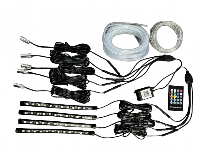 Kit fir  NEON LED RGB si banda  LED RGB 22CM cu telecomanda 12V [1]
