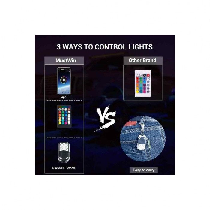 Kit Lumini submasina Bluetooth control  RGB ROCK LIGHT 4 module  12V [3]