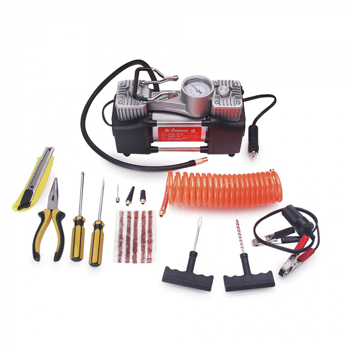 Kit Reparatii Anvelope Pni (Compresor Auto 12V 25A Cpa700 Dublu Piston + Set Accesorii) [4]