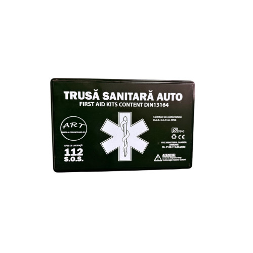 Kit siguranta auto complet Trusa cutie Neagra , 2x Triunghiuri, Stingator, Vesta, Geanta [3]
