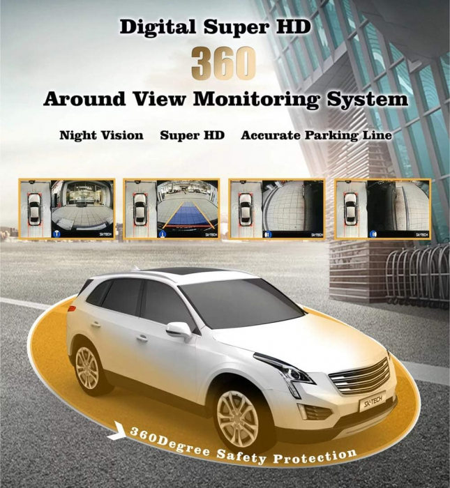 Kit sistem camere DVR 360, 3D cu 4 camere wide, vedere nocturnă, 1080P, fără unghi mort [1]