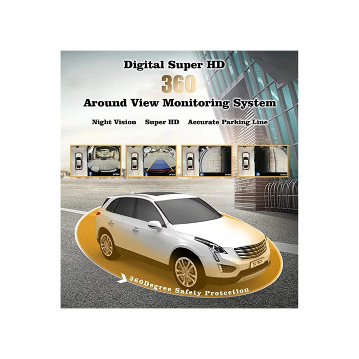 Kit sistem camere DVR 360, 3D cu 4 camere wide, vedere nocturnă, 1080P, fără unghi mort [1]