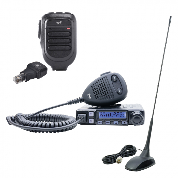 Kit statie radio CB PNI Escort HP 7120 ASQ cu antena CB PNI Extra 48 si microfon suplimentar Dongle cu Bluetooth PNI Mike 65 inclus [1]