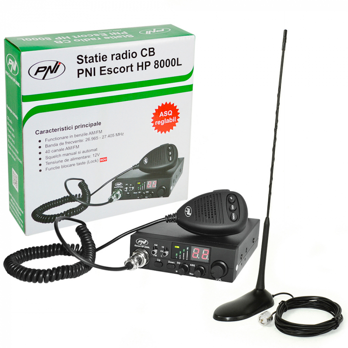 Kit Statie radio CB PNI ESCORT HP 8000L ASQ + Antena CB PNI Extra 45 cu magnet [6]