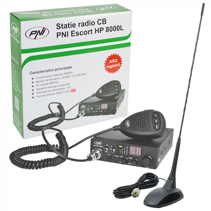 Kit Statie radio CB PNI ESCORT HP 8000L ASQ + Antena CB PNI Extra 48 cu magnet [3]