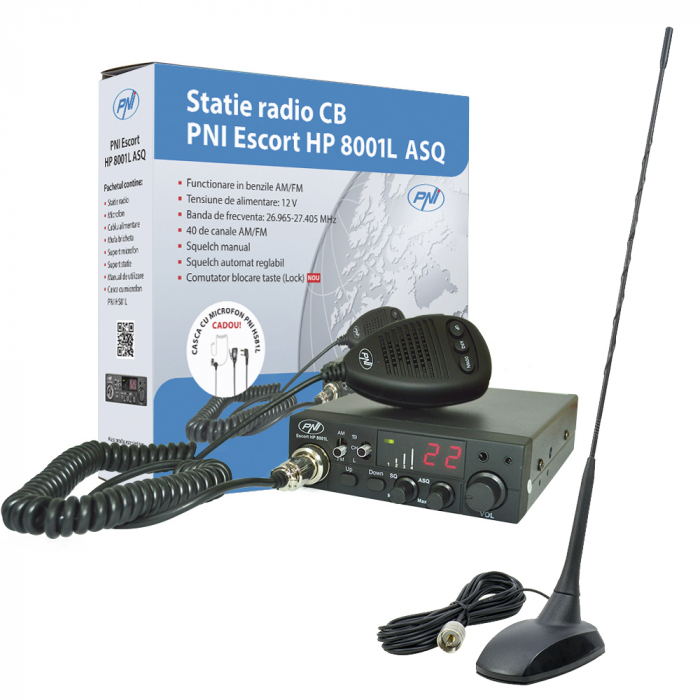 Kit Statie radio CB PNI ESCORT HP 8001L ASQ + Antena CB PNI Extra 48 cu magnet [4]
