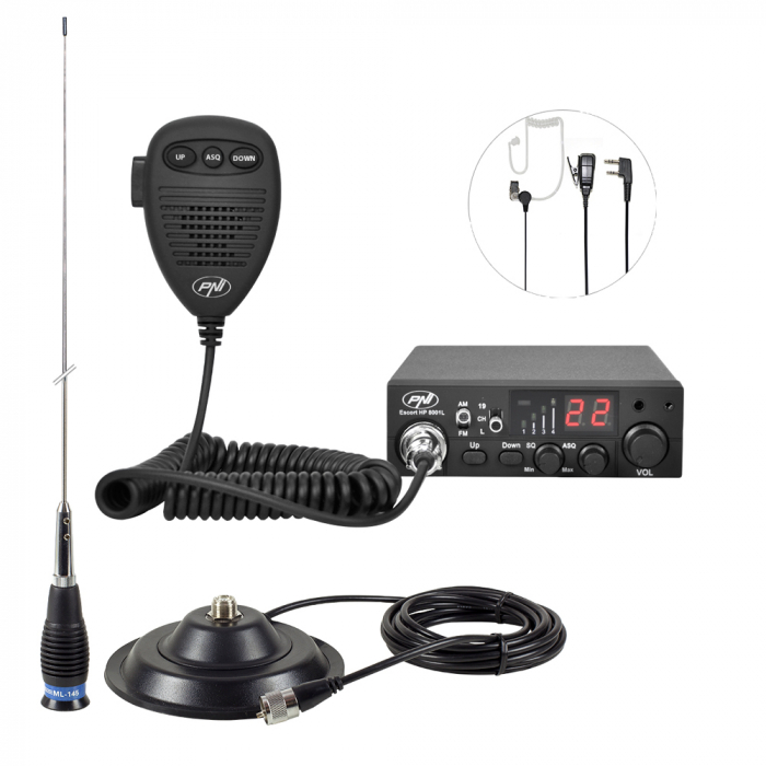 Kit Statie radio CB PNI ESCORT HP 8001L ASQ + Antena CB PNI ML145 cu magnet 145/PL [1]