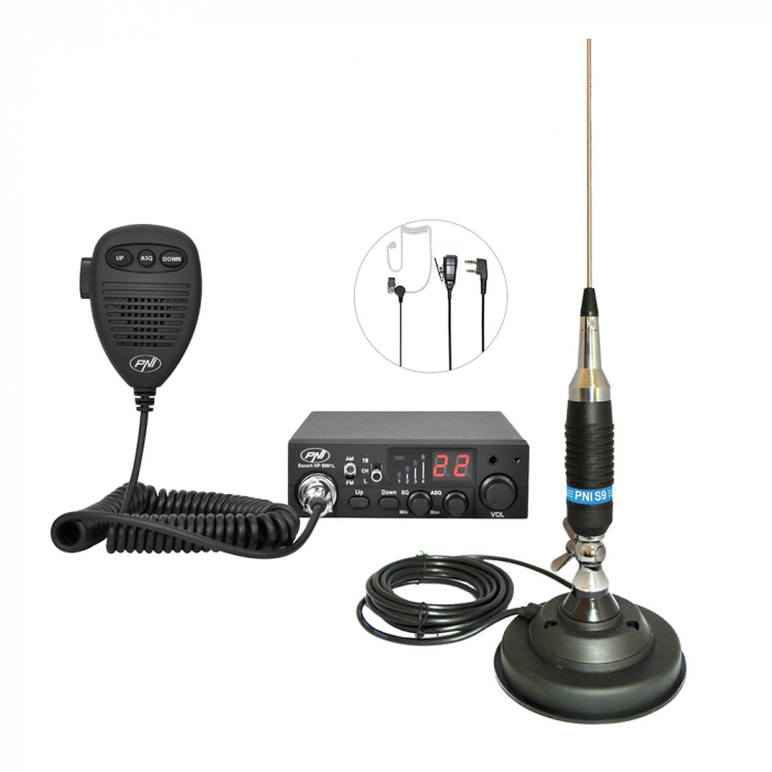Kit Statie radio CB PNI ESCORT HP 8001L ASQ + Casti HS81 + Antena CB PNI S9 cu magnet [2]