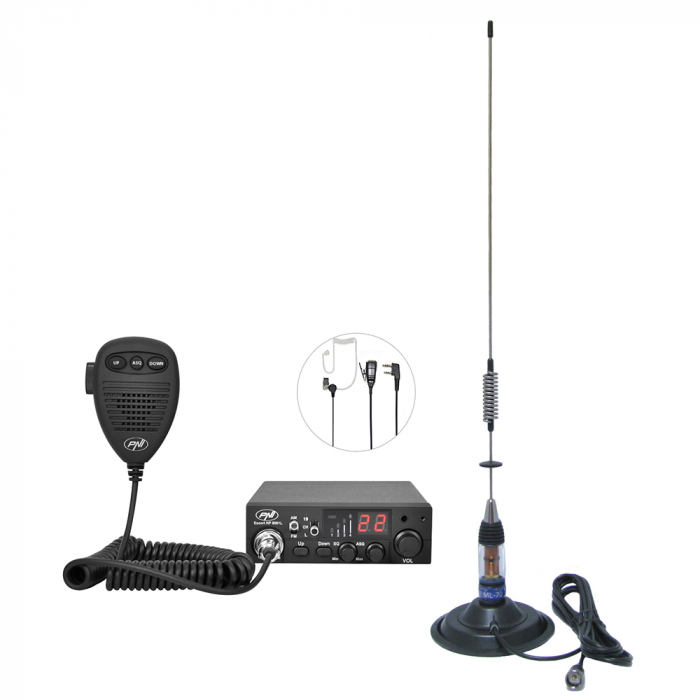 Kit Statie radio CB PNI ESCORT HP 8001L ASQ + Casti HS81L + Antena CB PNI ML70 cu magnet inclus [2]