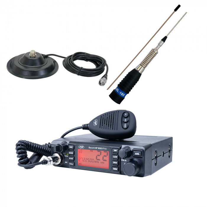Kit Statie radio CB PNI ESCORT HP 9001 PRO ASQ + Antena CB PNI ML160 cu magnet 145/PL [1]