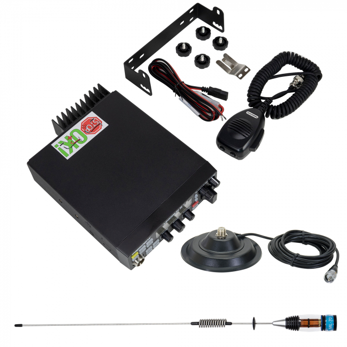 Kit Statie radio CB President LINCOLN II + Antena CB PNI ML70, lungime 70cm, 26-30MHz, 200W [2]