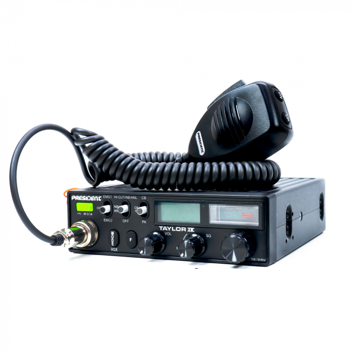 Kit Statie radio CB President TAYLOR IV ASC + Antena CB PNI ML70, lungime 70cm, 26-30MHz, 200W [8]