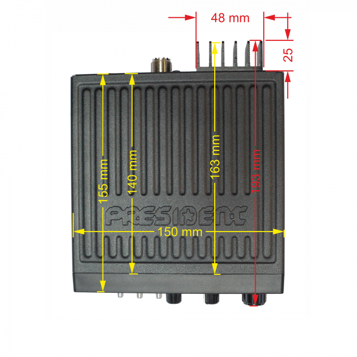 Kit Statie radio CB President TAYLOR IV ASC + Antena CB PNI ML70, lungime 70cm, 26-30MHz, 200W [2]
