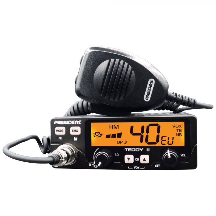 Kit Statie radio CB President Teddy II ASC AM/FM, VOX, NB, ANL, 12V + Antena CB PNI ML70, lungime 70cm, 26-30MHz, 200W [4]