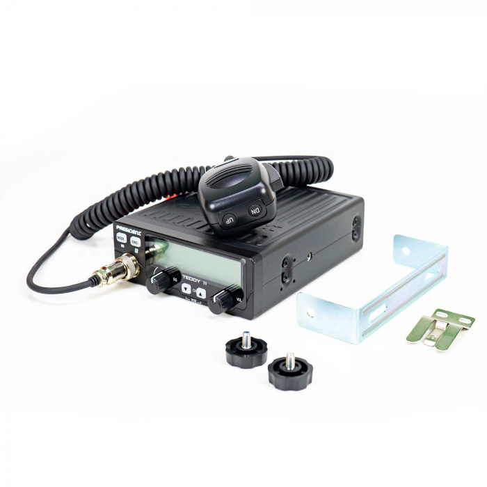 Kit Statie radio CB President Teddy II ASC AM/FM, VOX, NB, ANL, 12V + Antena CB PNI ML70, lungime 70cm, 26-30MHz, 200W [9]