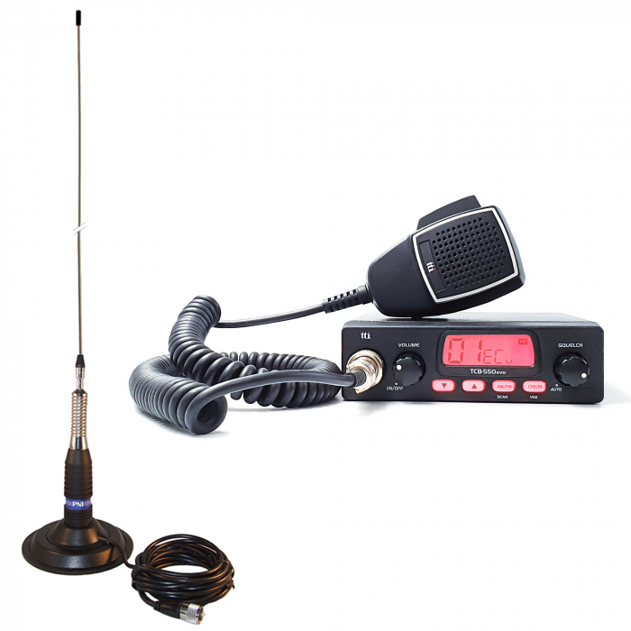 Kit statie radio CB TTi TCB-550 EVO, VOX, Filtru NB, 12-24V cu antena PNI ML160 cu magnet inclusa [1]