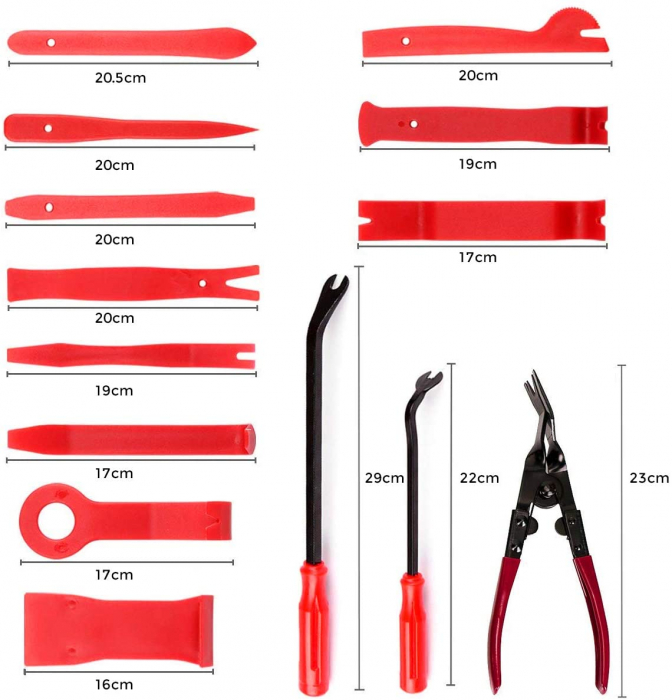 Kit Universal de Instrumente Antizgarieturi Pentru Demontat Accesorii Auto, Tapiterie, Radio si Navigatie, 19 Piese [2]