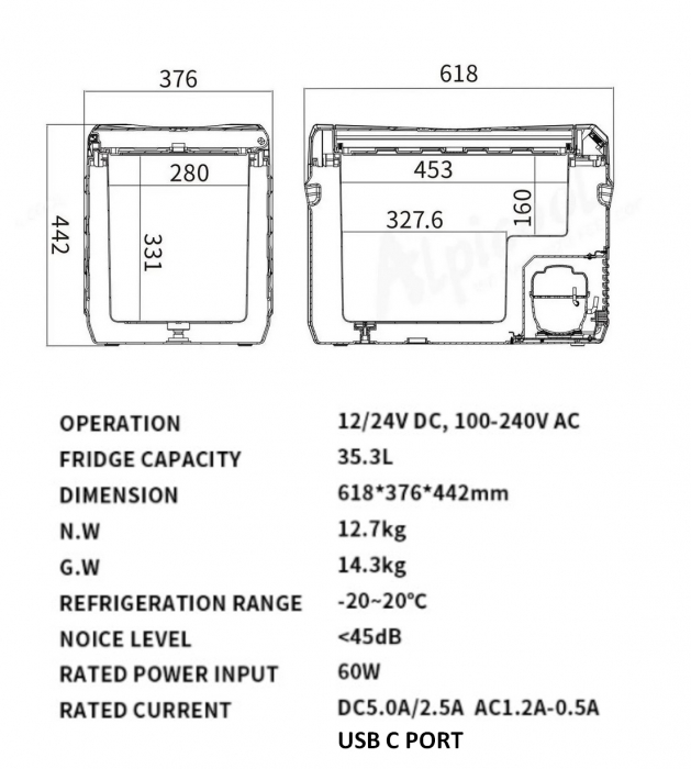 Lada frigorifica electrica - 12V/24V, 100/240V, 35.3 litri - Gri [3]