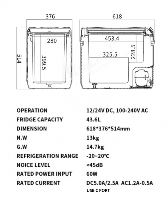 Lada frigorifica electrica - 12V/24V, 100/240V, 43.6 litri - Gri [3]