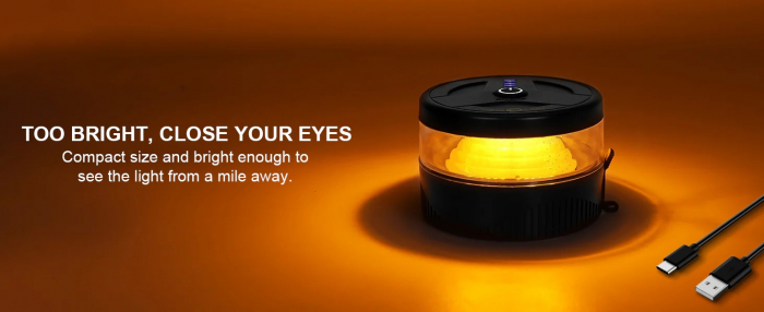 Girofar LED Wireless fără fir, cu baterie reîncărcabilă și magnet, 12V - 24V, pentru asistență rutieră, platforme, tehnică agricolă și altele [13]