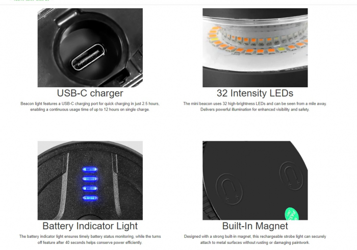 Girofar LED Wireless fără fir, cu baterie reîncărcabilă și magnet, 12V - 24V, pentru asistență rutieră, platforme, tehnică agricolă și altele [4]