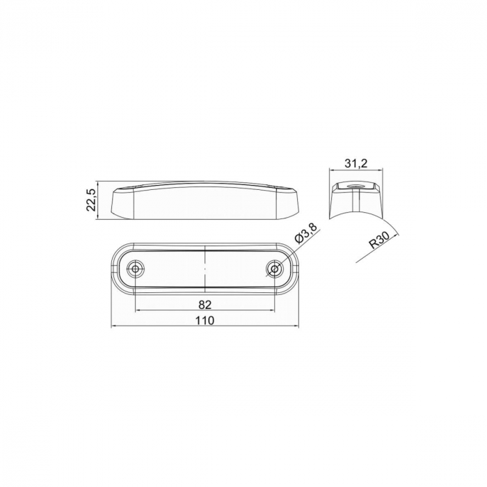 Lampa gabarit 110x30.5, LED, alba, 12-36V, Fristom [3]