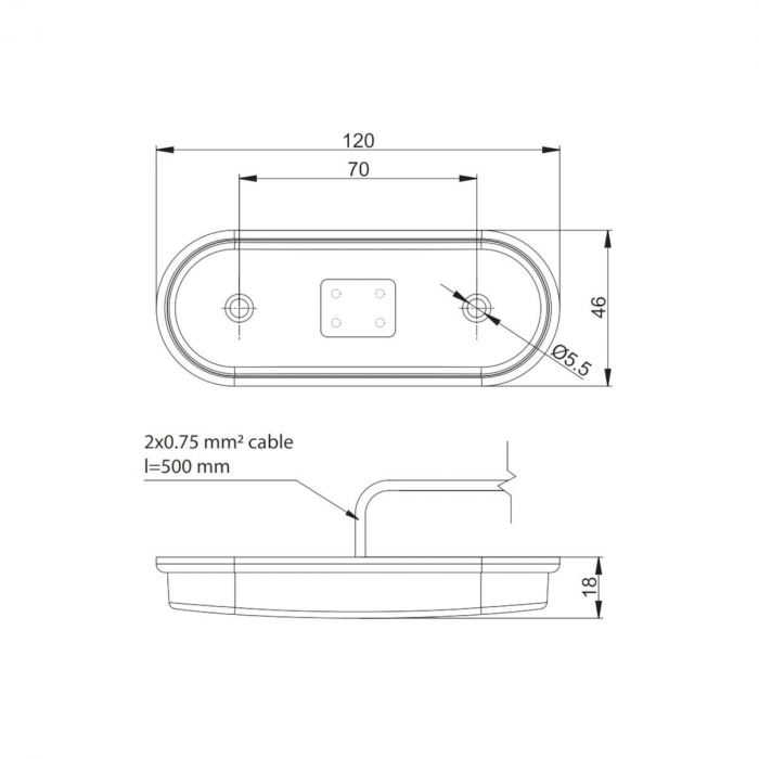 Lampa gabarit 118x46, LED, galbena, 12-36V, Fristom [4]