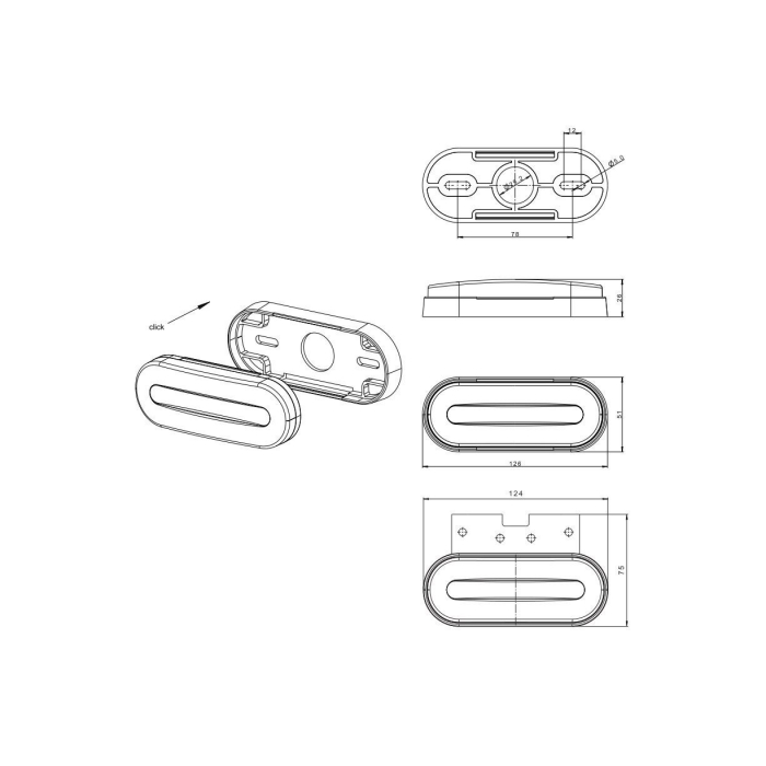 Lampa gabarit 124x51 LED galbena 12-36V [5]