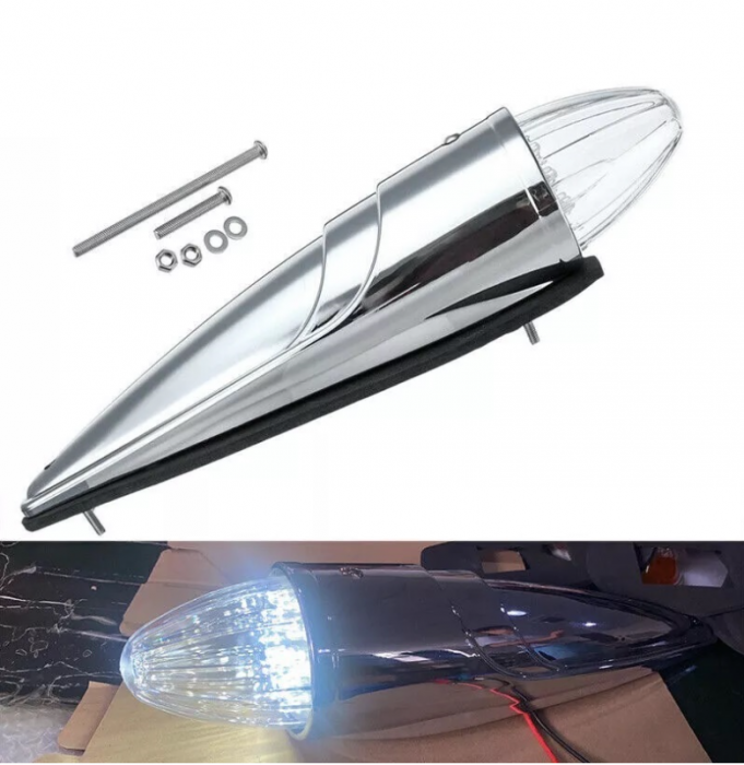 Lampa Gabarit 17 LED Alb cu ramă cromată și garnitură din cauciuc 12-24V [1]