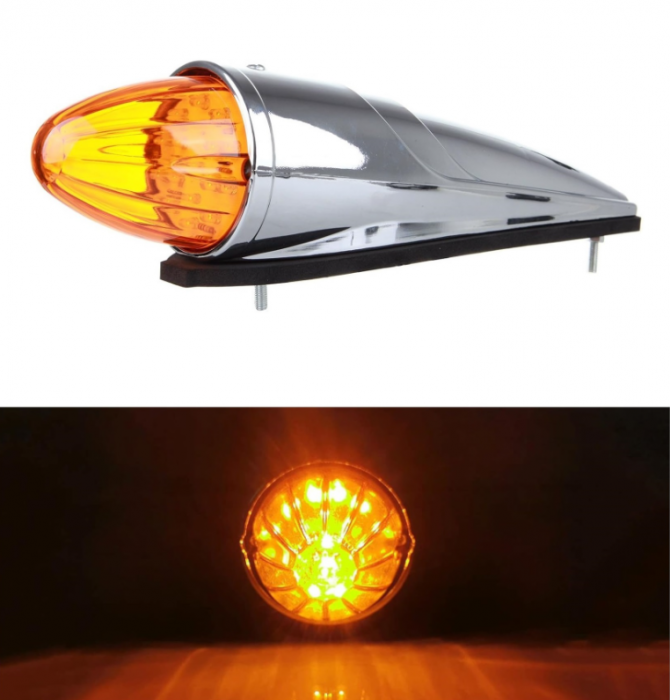 Lampa Gabarit 17 LED portocaliu cu ramă cromată și garnitură din cauciuc 12-24V [6]