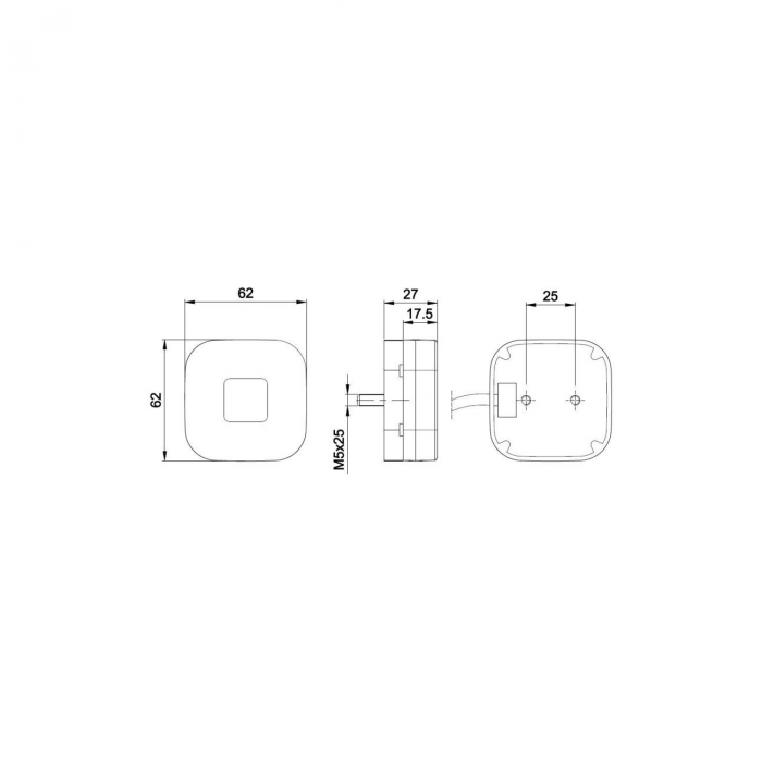 Lampa gabarit 62x62, LED, rosie, 12-36V [2]