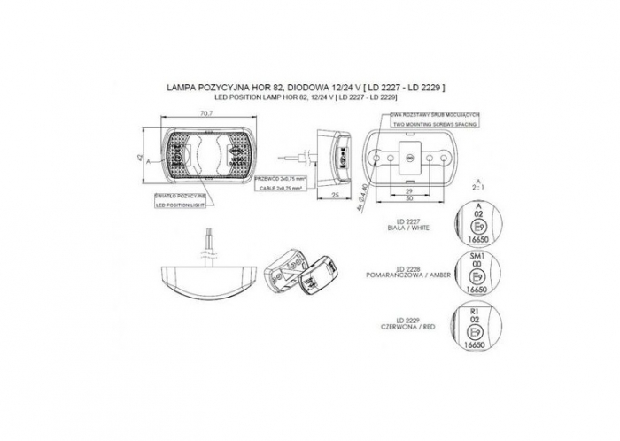 Lampa gabarit 71x42, LED, galbena, Fristom [5]