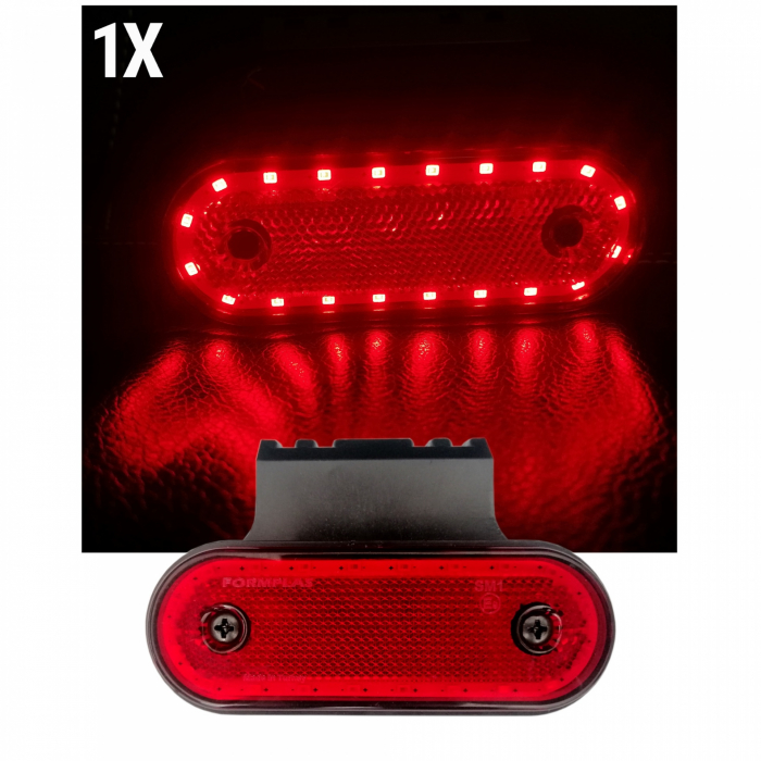 Lampa Gabarit 20 LED-uri, cu Suport, Rosie, Forma Ovala, 12-24V [2]