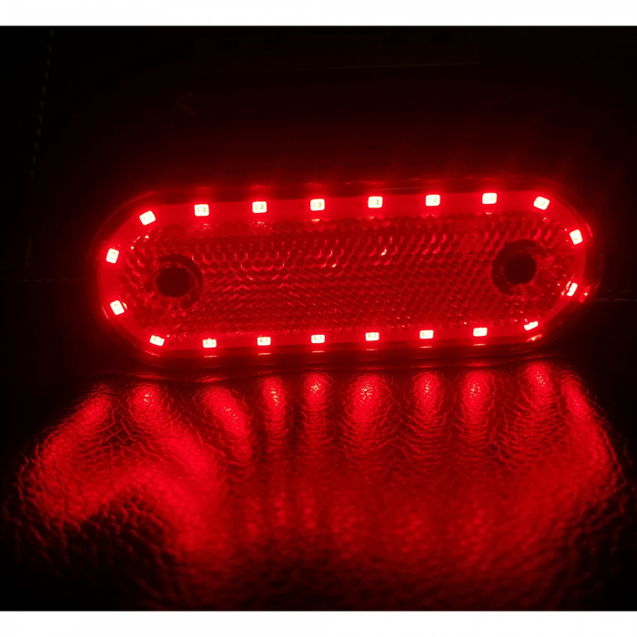 Lampa Gabarit 20 LED-uri, cu Suport, Rosie, Forma Ovala, 12-24V [4]