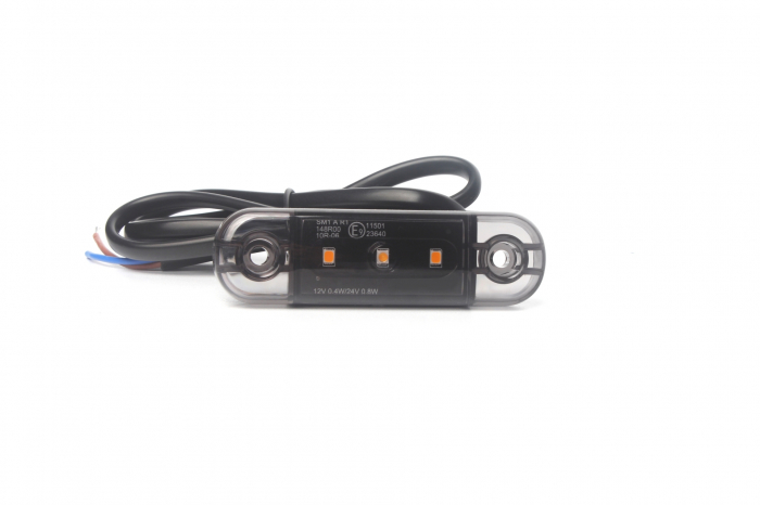 Lampa gabarit laterala LED portocaliu fumuriu rezistent la apă IP67, 12V/24V Cablu 30 cm - E9 10R-06, ECE R10, ECE R148 [3]