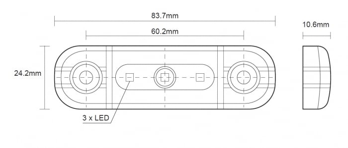 Lampa gabarit laterala LED portocaliu fumuriu rezistent la apă IP67, 12V/24V Cablu 30 cm - E9 10R-06, ECE R10, ECE R148 [2]