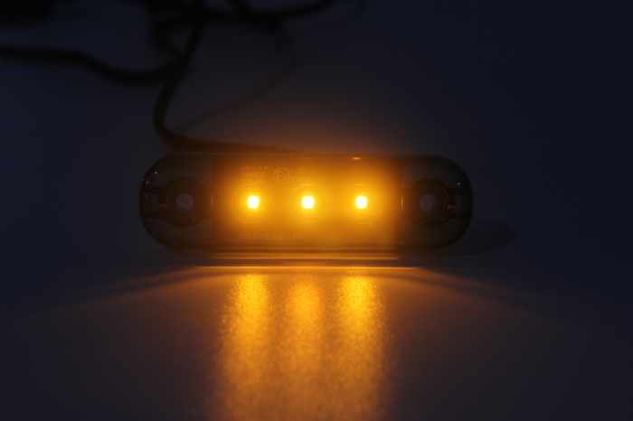 Lampa gabarit laterala LED portocaliu fumuriu rezistent la apă IP67, 12V/24V Cablu 30 cm - E9 10R-06, ECE R10, ECE R148 [13]