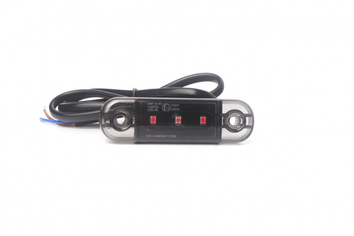 Lampa gabarit laterala LED roșu fumuriu rezistent la apă IP67, 12V/24V Cablu 30 cm - E9 10R-06, ECE R10, ECE R148 [3]