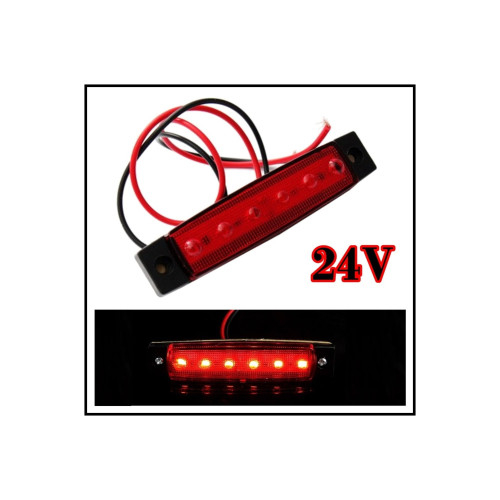 Lampa laterala 6 LED-uri 24V lumina rosie 14x54 [2]