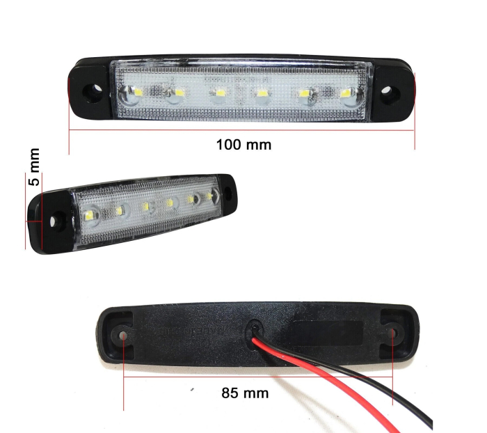 Lampa laterala Gabarit LED 12-24V, alba pentru camion, remorca, TIR, van, rulota etc. [2]