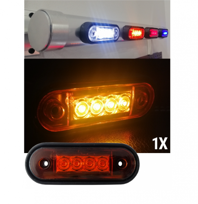 Lampa laterala Galben LED 12-24V (spate curbat pentru montare directă pe rollbar) [1]