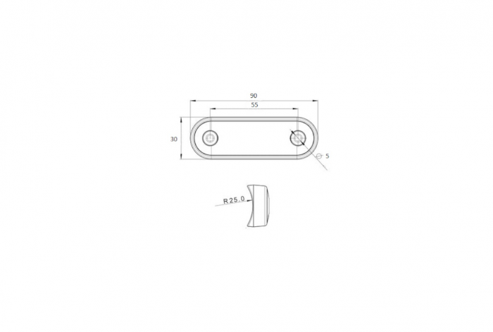 Lampa laterala Rosu LED 12-24V (spate curbat pentru montare directă pe rollbar) [6]