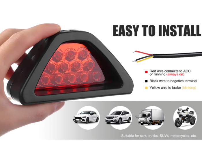 Lampa LED Stop frana 12V cu Funcție de Lumină pentru Ceață și Suport de Montaj [3]