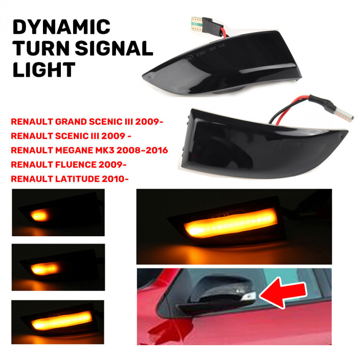 Set Lampi semnalizare oglinda dinamica Compatibila: Renault Megane , Scenic , Fluence [1]