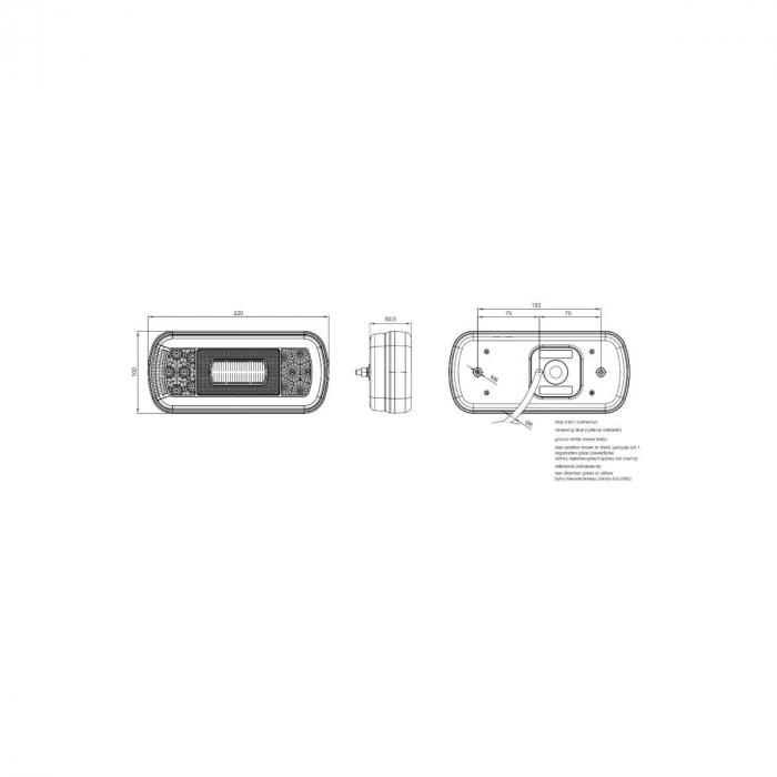 Lampa spate 220x100, 6 functii, cu mers inapoi si numar, LED, FT-130 [2]